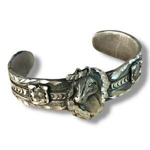 Vintage Pewter Horse Head Cuff
Bracelet Western Style Detailed Etch Sculptural